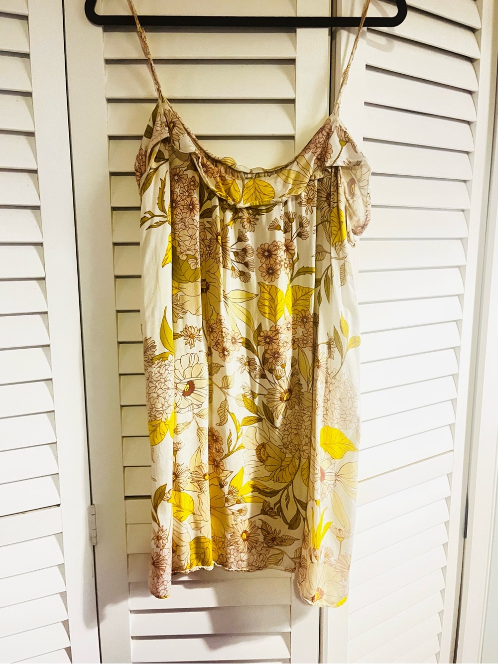 Volcom Yellow & Cream Floral Spaghetti-Strap Mini Dress